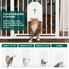 Babelio Auto Close Baby Gate with cat door supports both pets and kids safely.