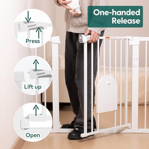 Babelio gate with walk-through and small pet door enables one-handed access.