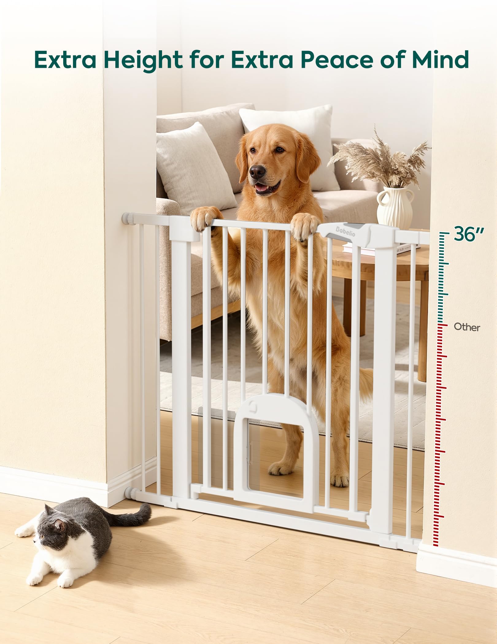 Babelio gate cat door adjustable left-right for small pets