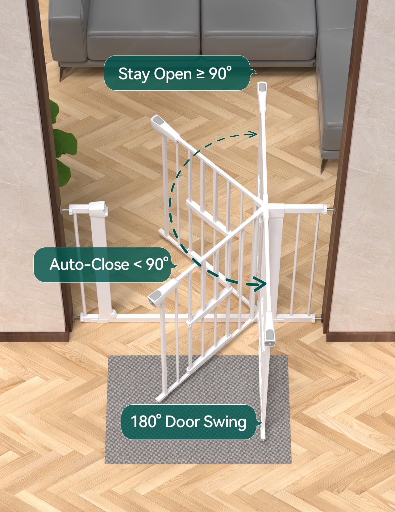 Babelio extension kits and wall cups securing a sturdy walk-through gate