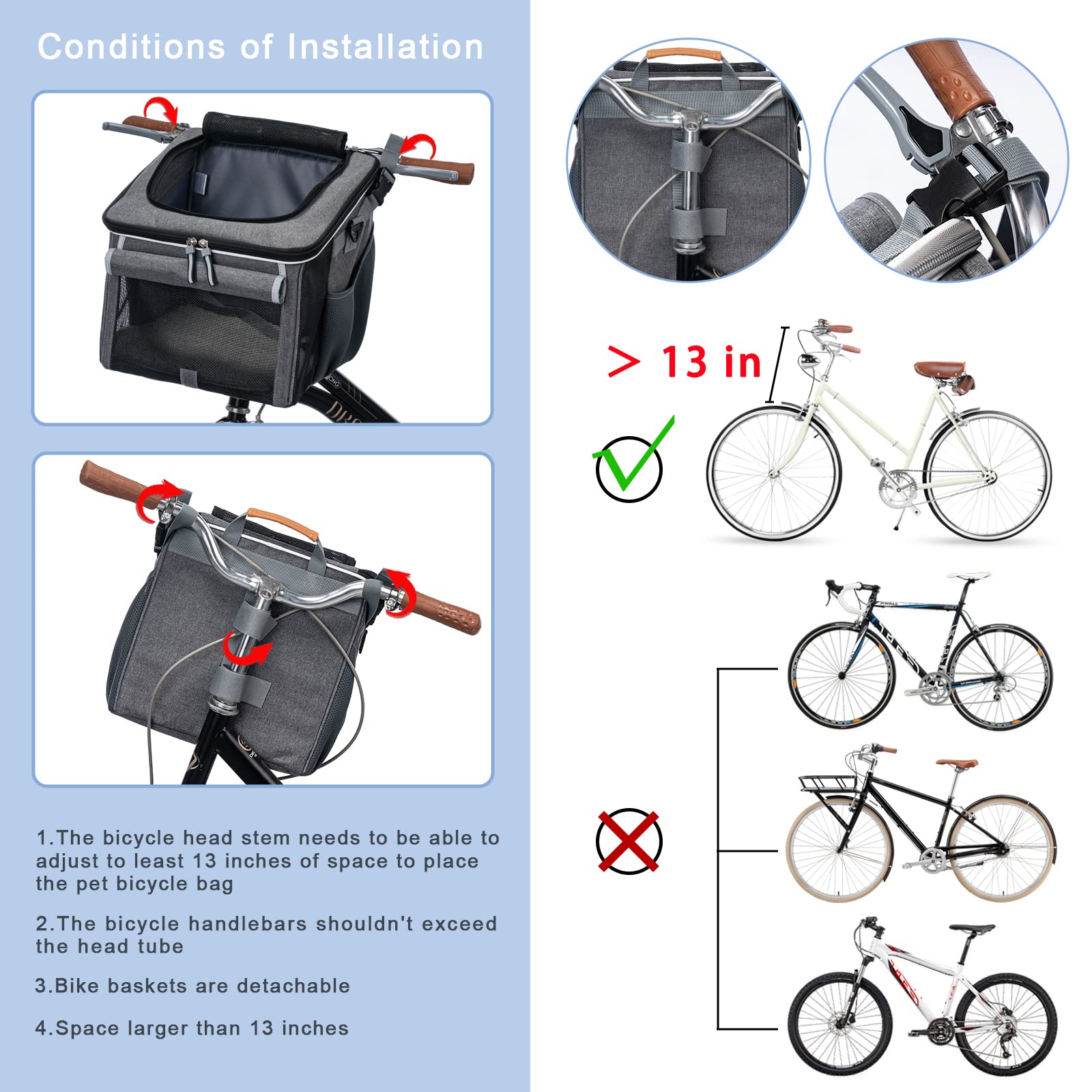 BABEYER dog bike basket bottom pad provides comfort and easy cleaning