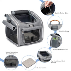 BABEYER dog bike basket expandable side for extra room during trips
