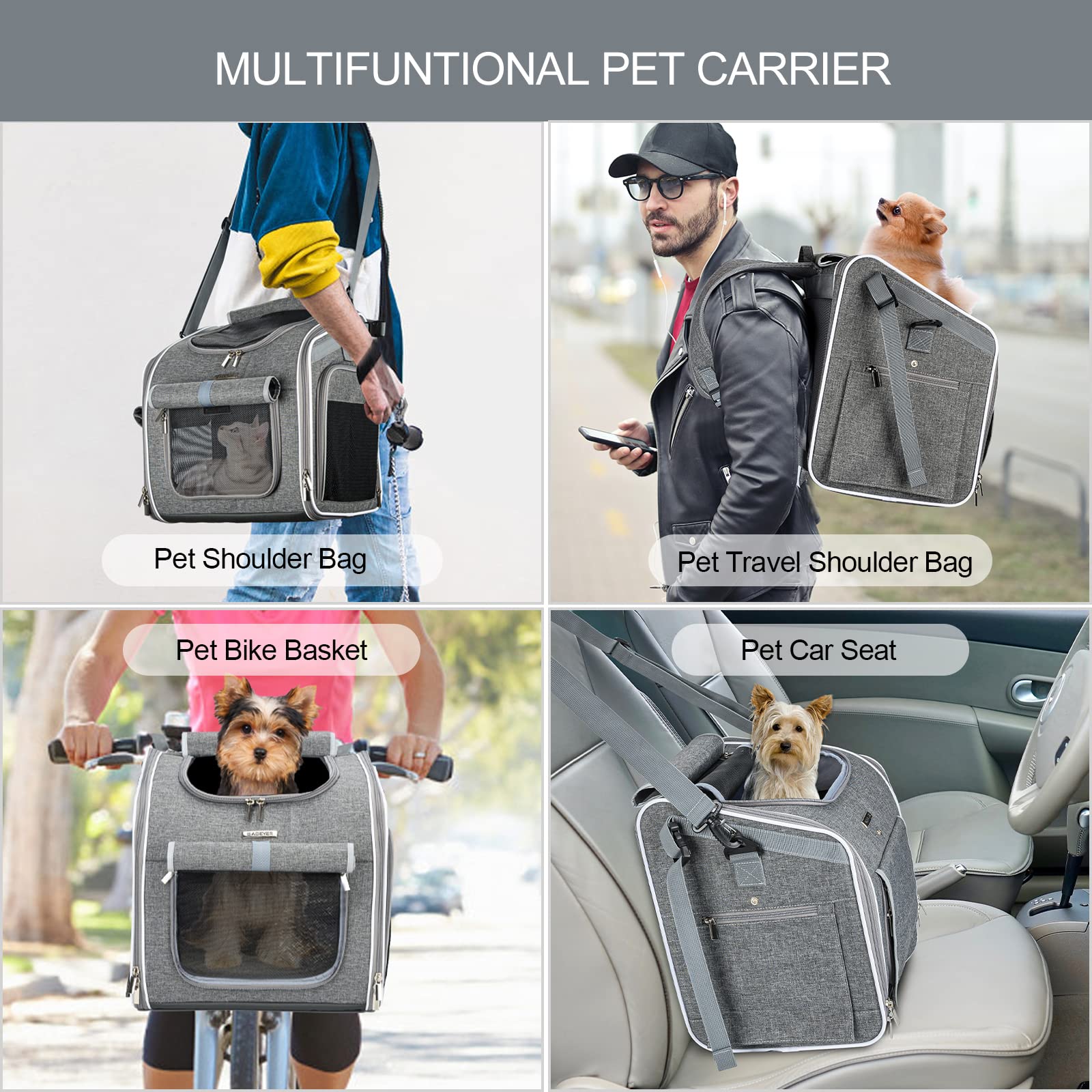 BABEYER Dog Bike Basket foldable storage for easy packing.