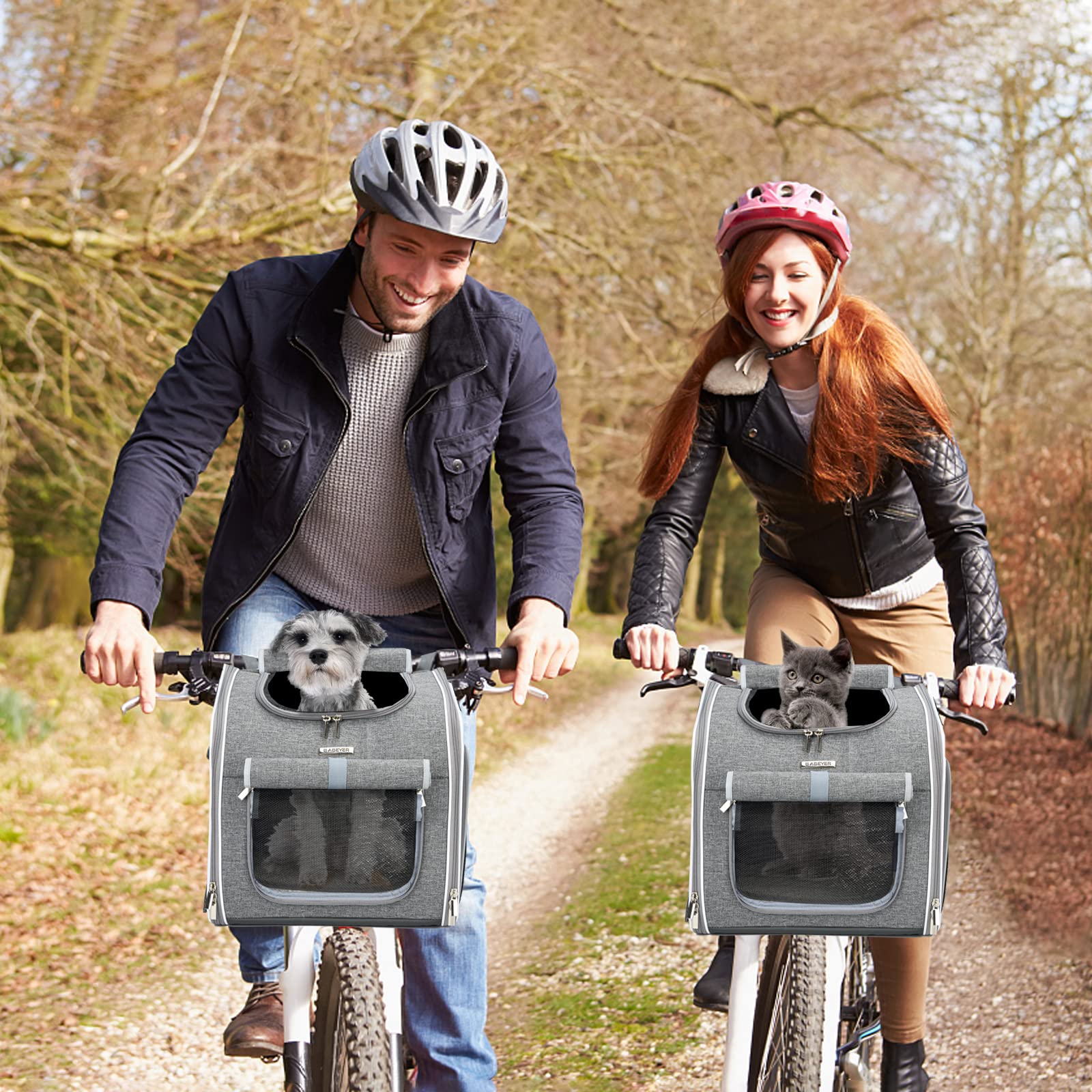 BABEYER Dog Bike Basket rain top flap protecting your pet during showers.