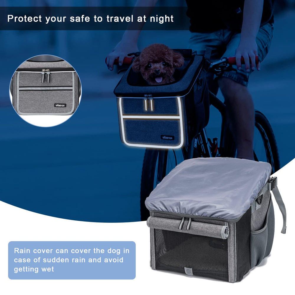 BABEYER dog bike basket reflective straps enhance night safety