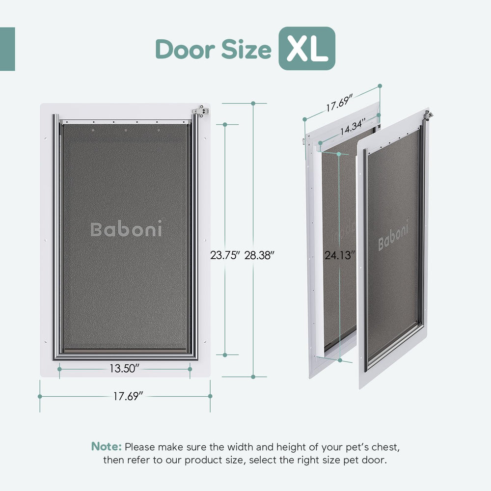Baboni 3-Flaps pet door durable frame highlights metal construction