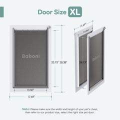 Baboni 3-Flaps pet door durable frame highlights metal construction