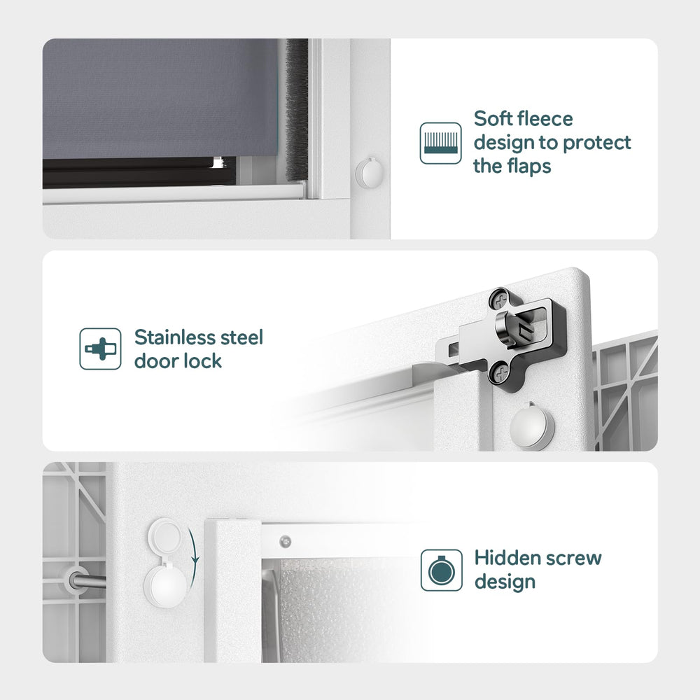 Metal lock panel adds security when you need to close the door.