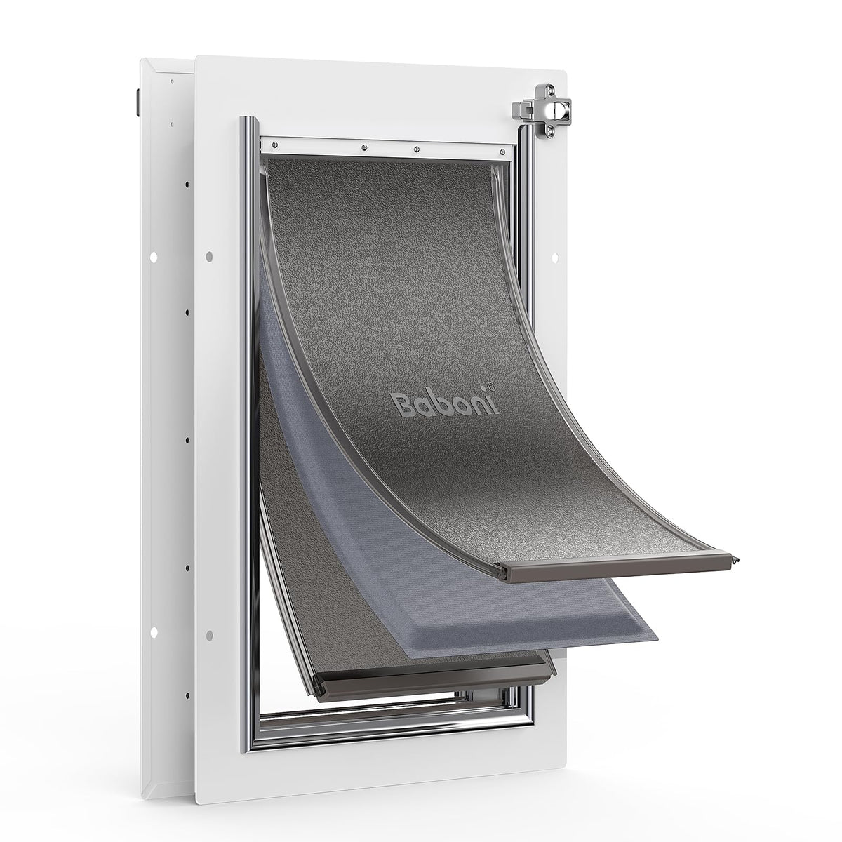 Baboni 3-Flaps pet door with steel frame and telescoping tunnel for versatile door thickness