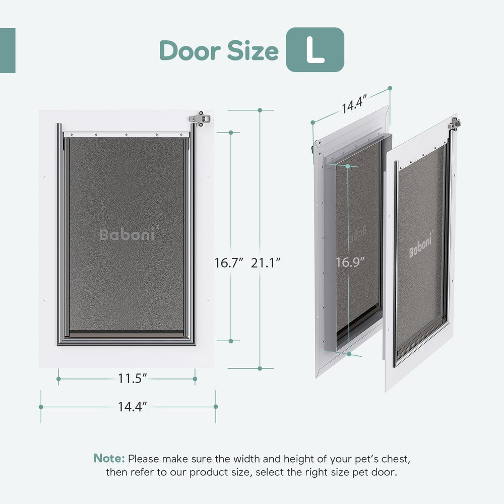 Baboni door cutout template included for easy DIY installation.