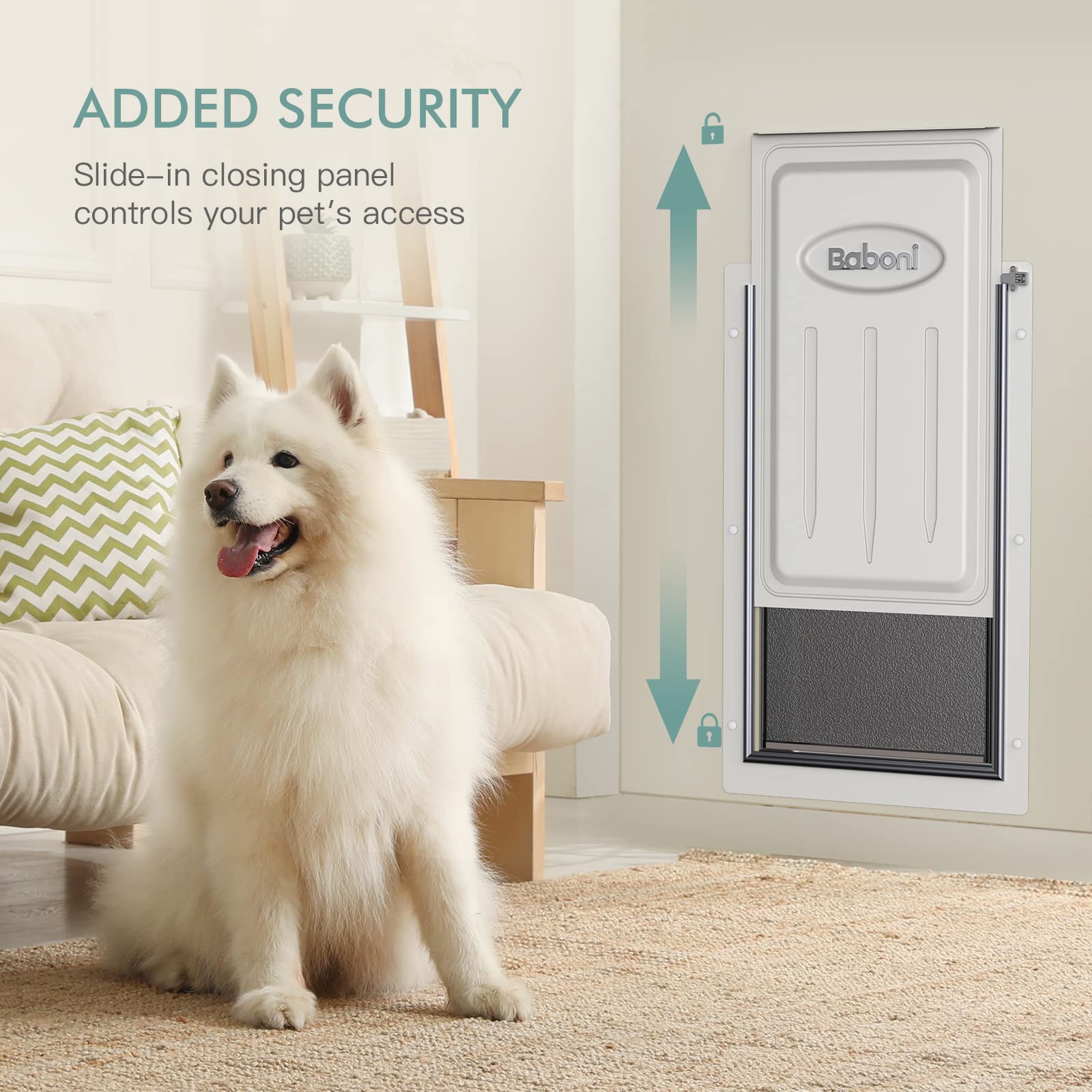 Baboni pet door easy installation template simplifies in-wall setup for interior or exterior walls.