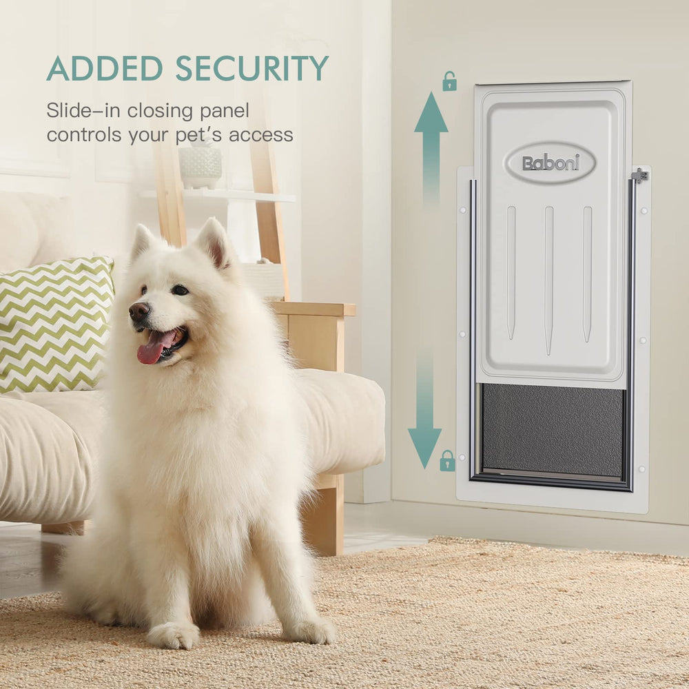 Baboni pet door easy installation template simplifies in-wall setup for interior or exterior walls.
