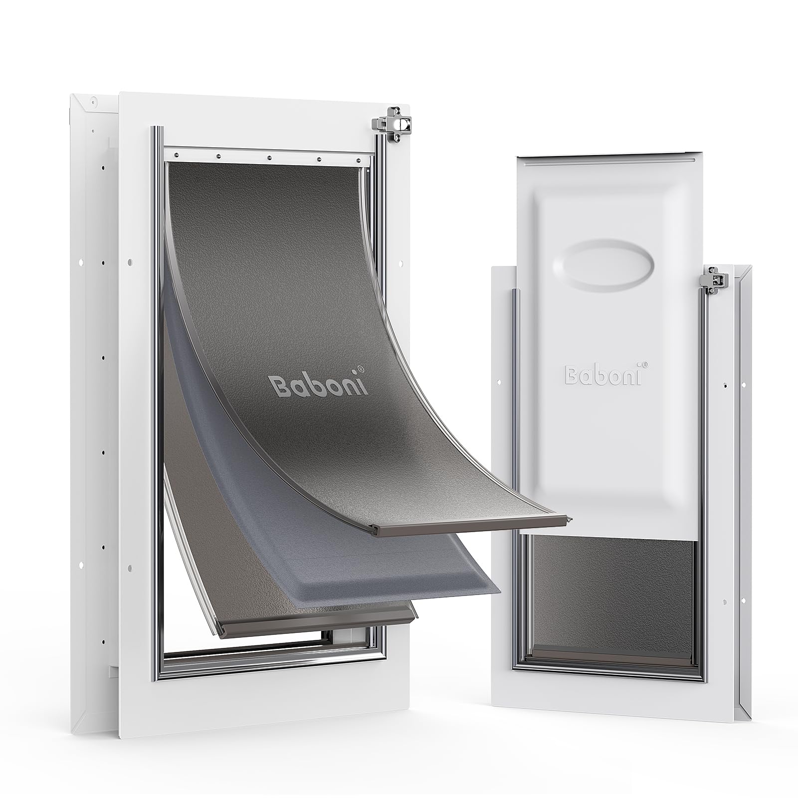 Baboni pet door in use showing hands-free access for pets.