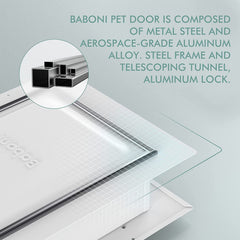 Baboni pet door wall telescoping tunnel adapts to thicker walls for easy fitting.