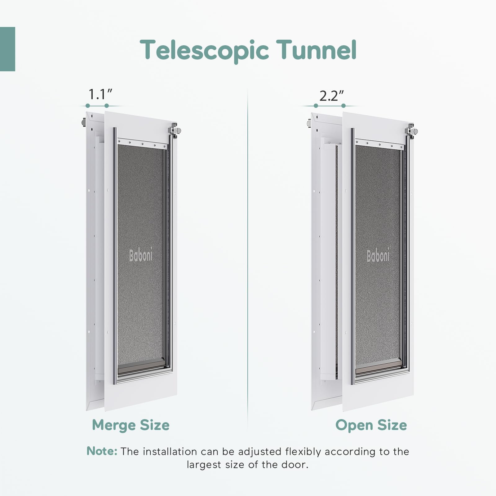 Baboni simple installation guide enables quick setup on interior or exterior doors.