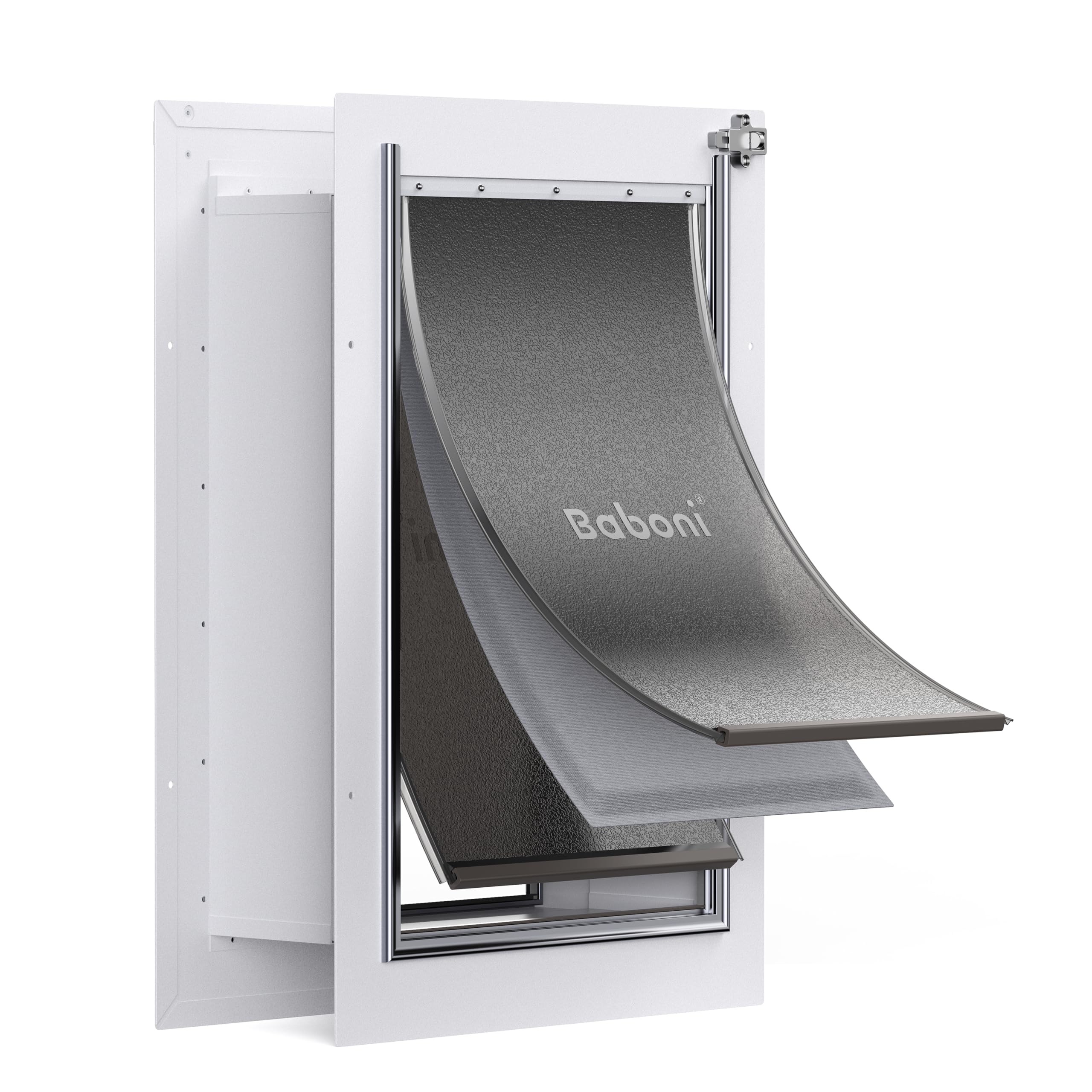 Baboni wall pet door with 3-flap design enabling independent entrances