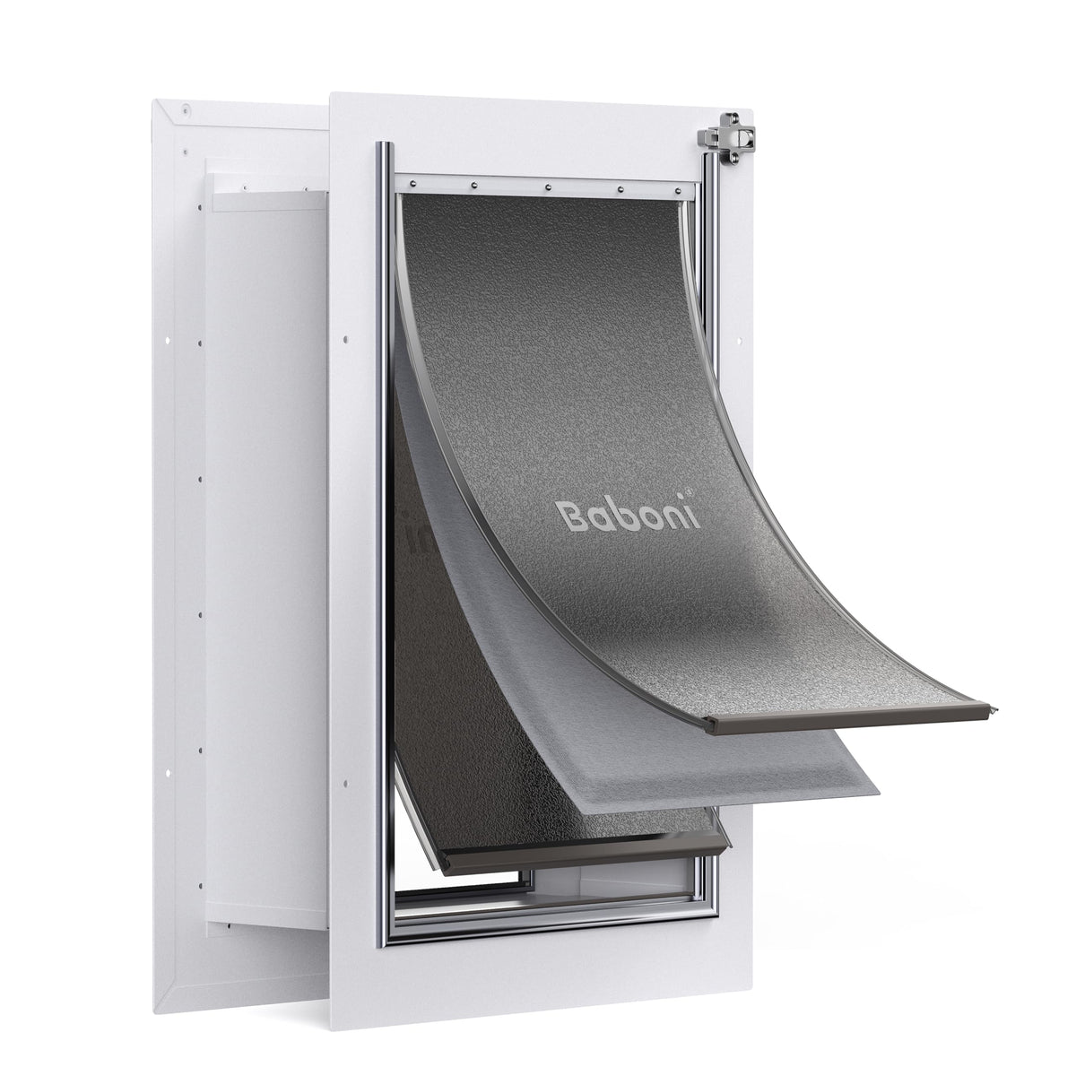 Baboni wall pet door with 3-flap design enabling independent entrances