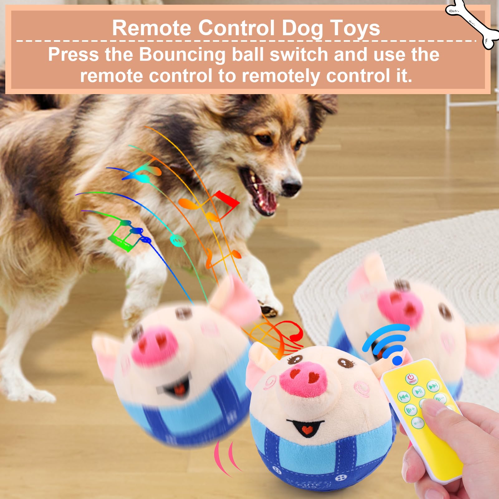 BABORUI Blue Pig toy in recording mode for personalized dog sounds.