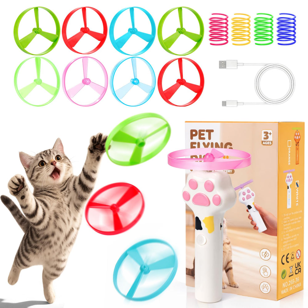BABORUI cat disc launcher white front view ideal for interactive indoor play