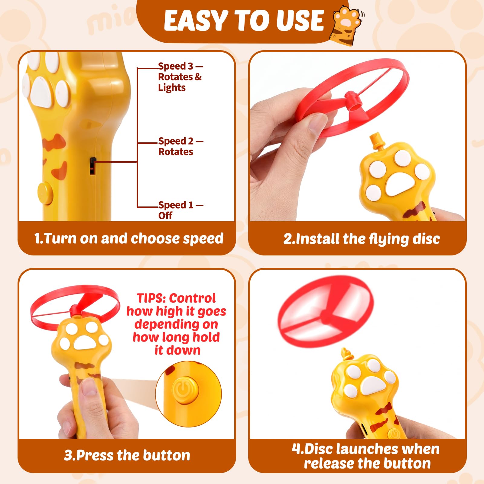 BABORUI disc launcher one-button design offers easy use for all ages.