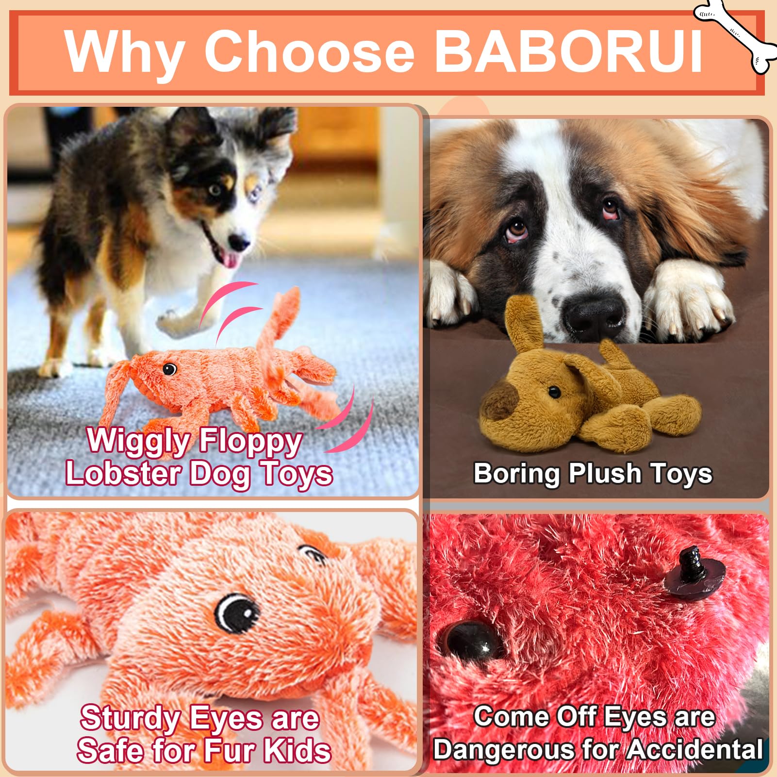 BABORUI rechargeable moving dog toy for energy burning sessions