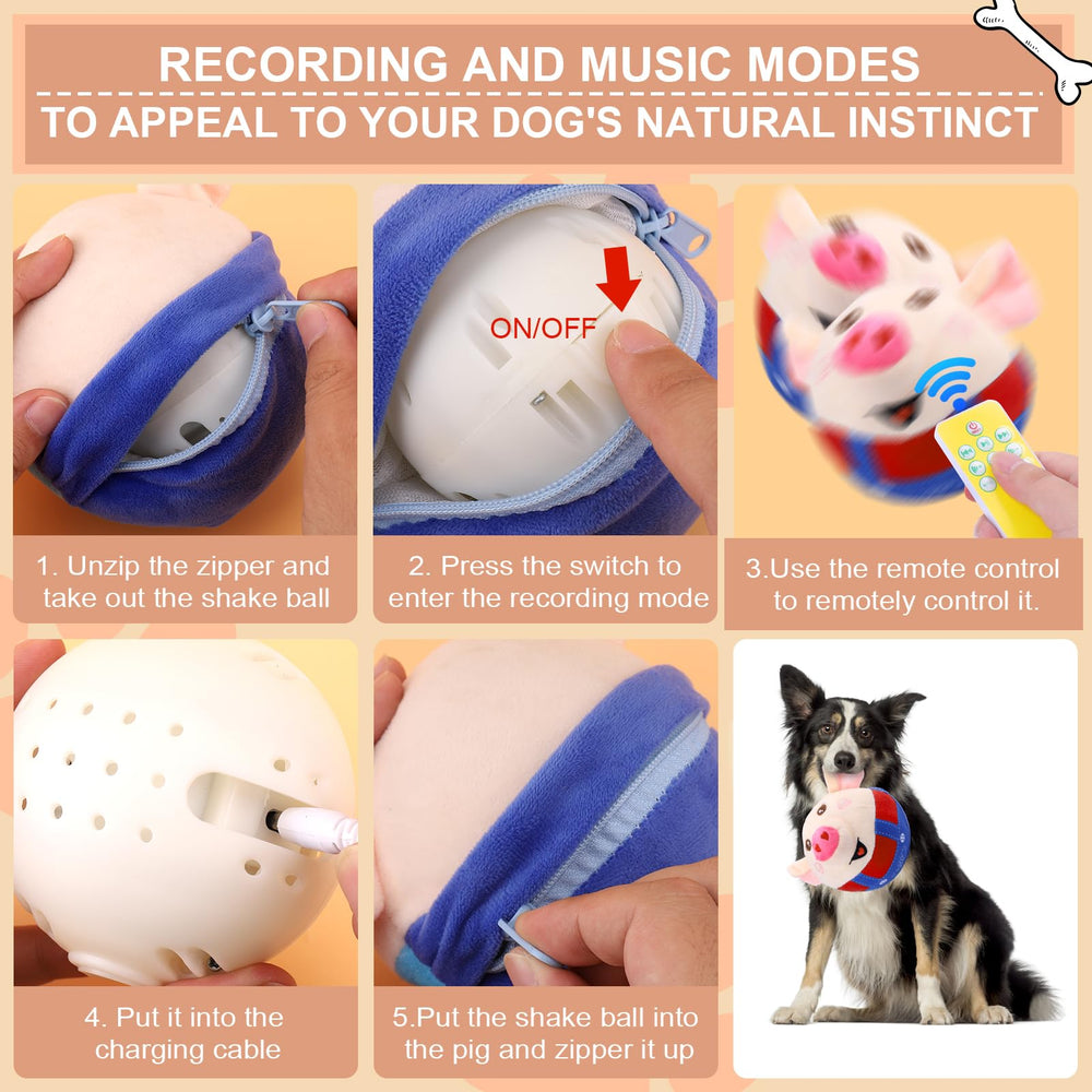 BABORUI squeaky pig dog toy provides lively sound and active exercise