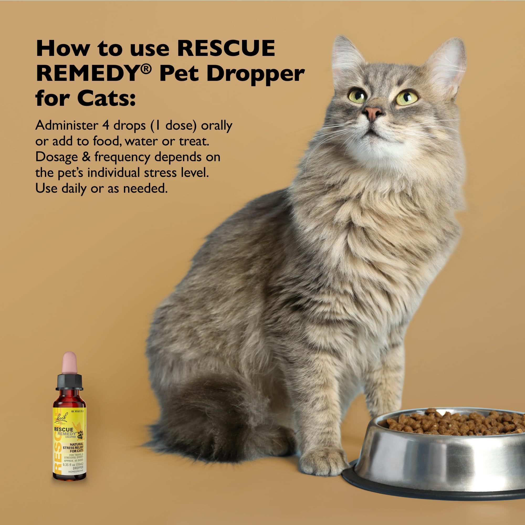 Bach Rescue Remedy Cat drops added to water for stress relief.