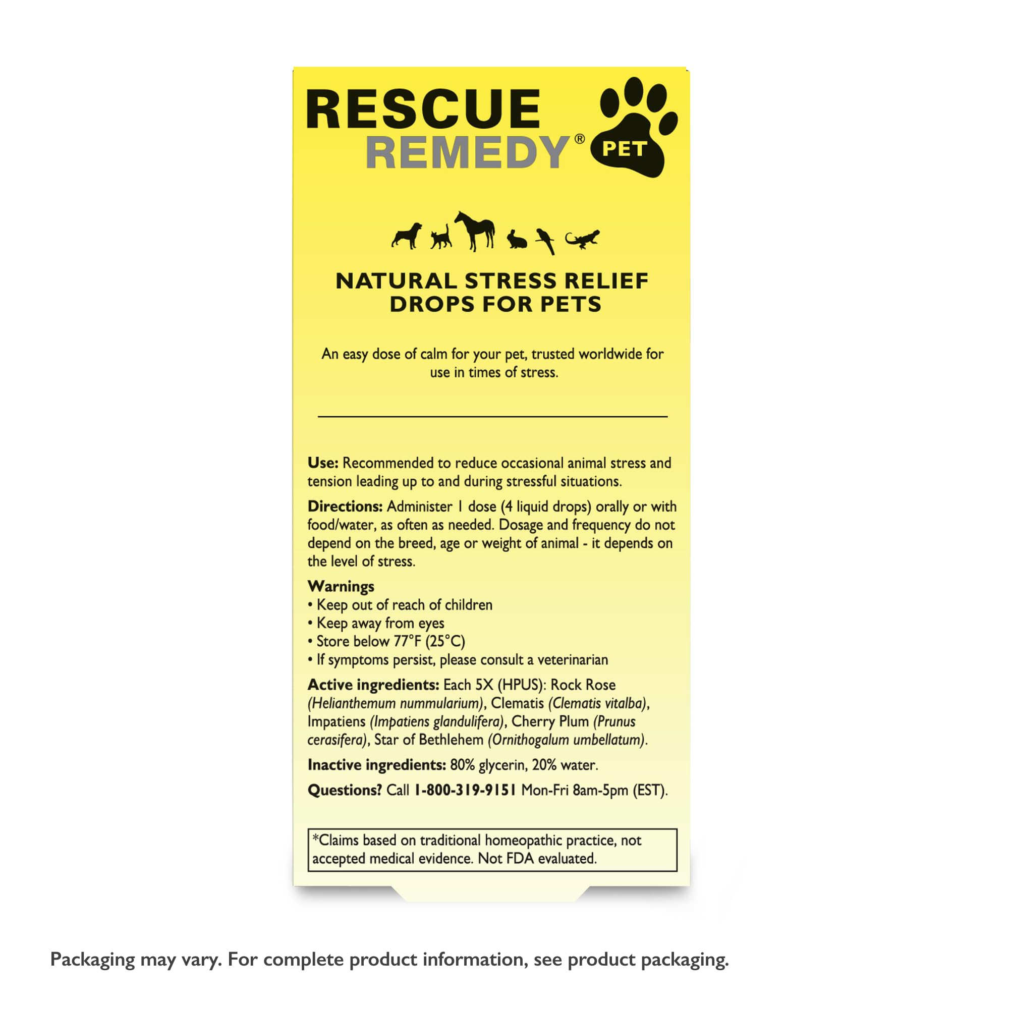 Plant-based, vegan Rescue Remedy Pet Dropper formula