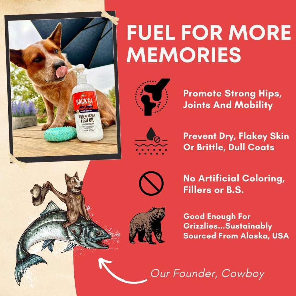 Back 40 Dogs omega-3 rich oil promotes skin moisture