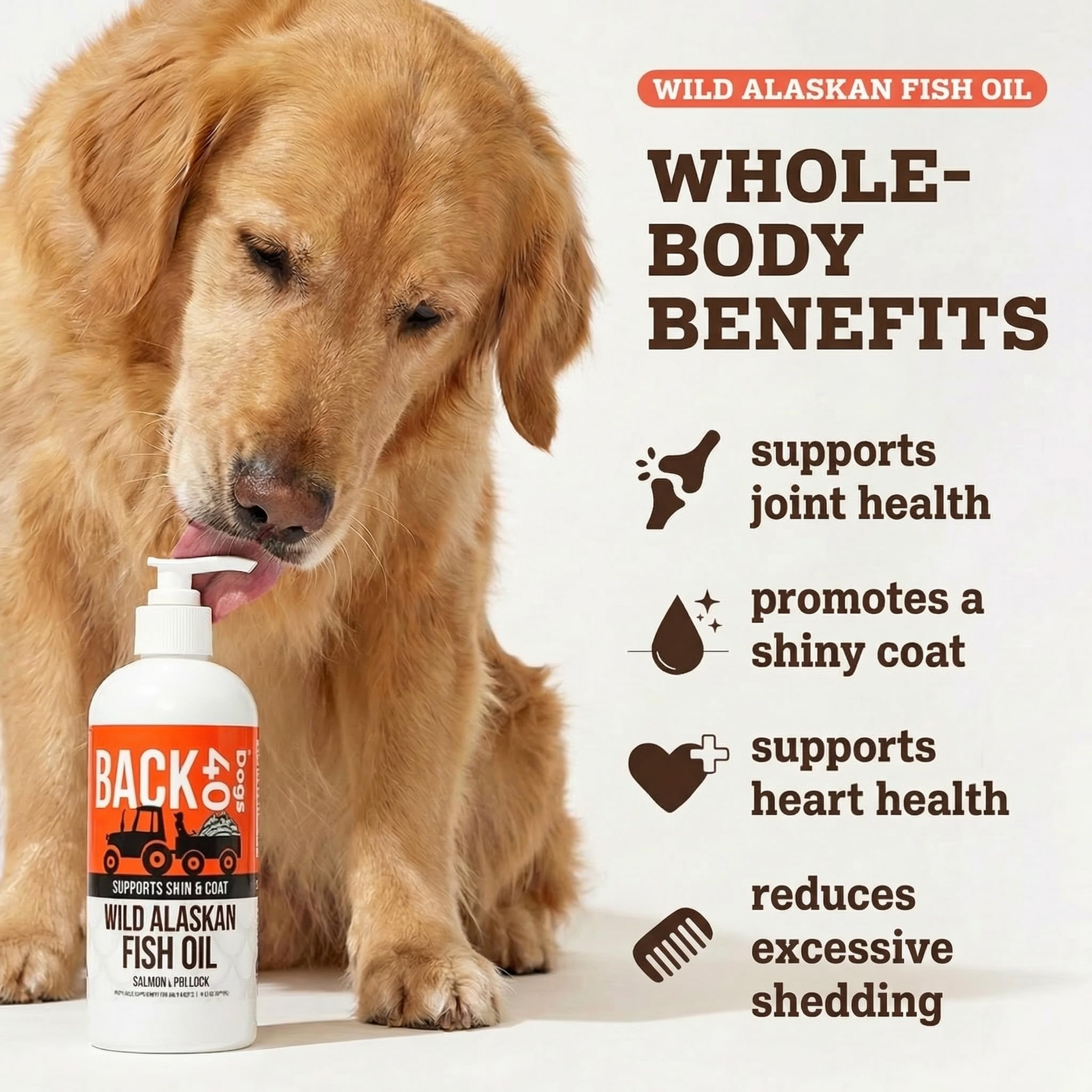 Back 40 Dogs salmon oil coat glow from wild Alaskan ingredients
