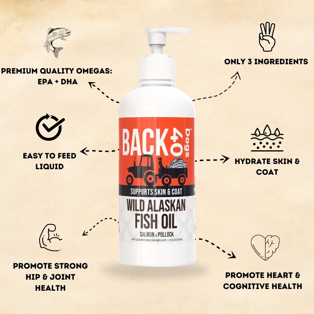 Back 40 Dogs liquid fish oil in a convenient pump