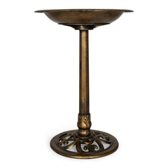 Backyard Expressions bird bath bronze finish with a spacious basin inviting multiple birds.