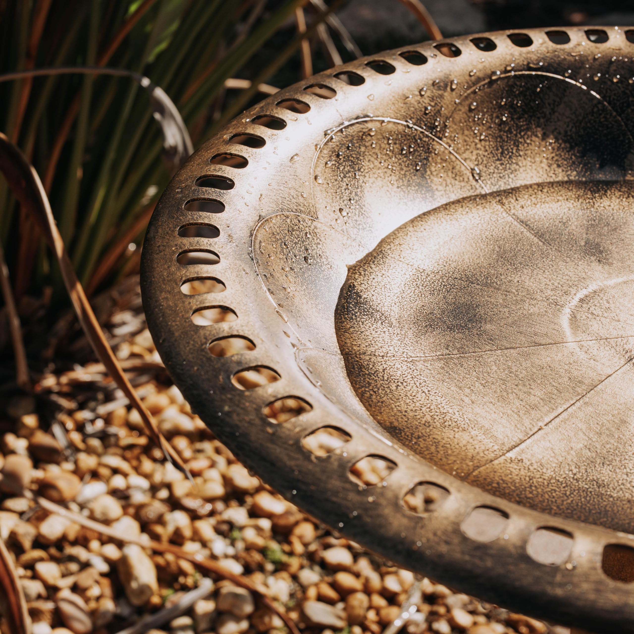 Backyard Expressions bird bath bronze, green, or blue finish to match outdoor decor.