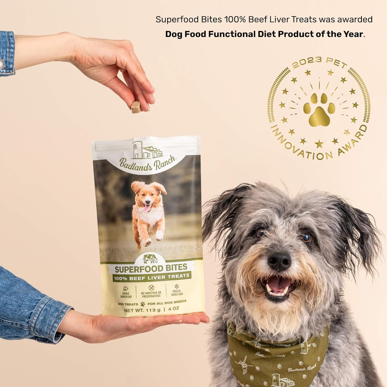 BADLANDS RANCH 4oz-pack display for in-pocket training and travel snacking
