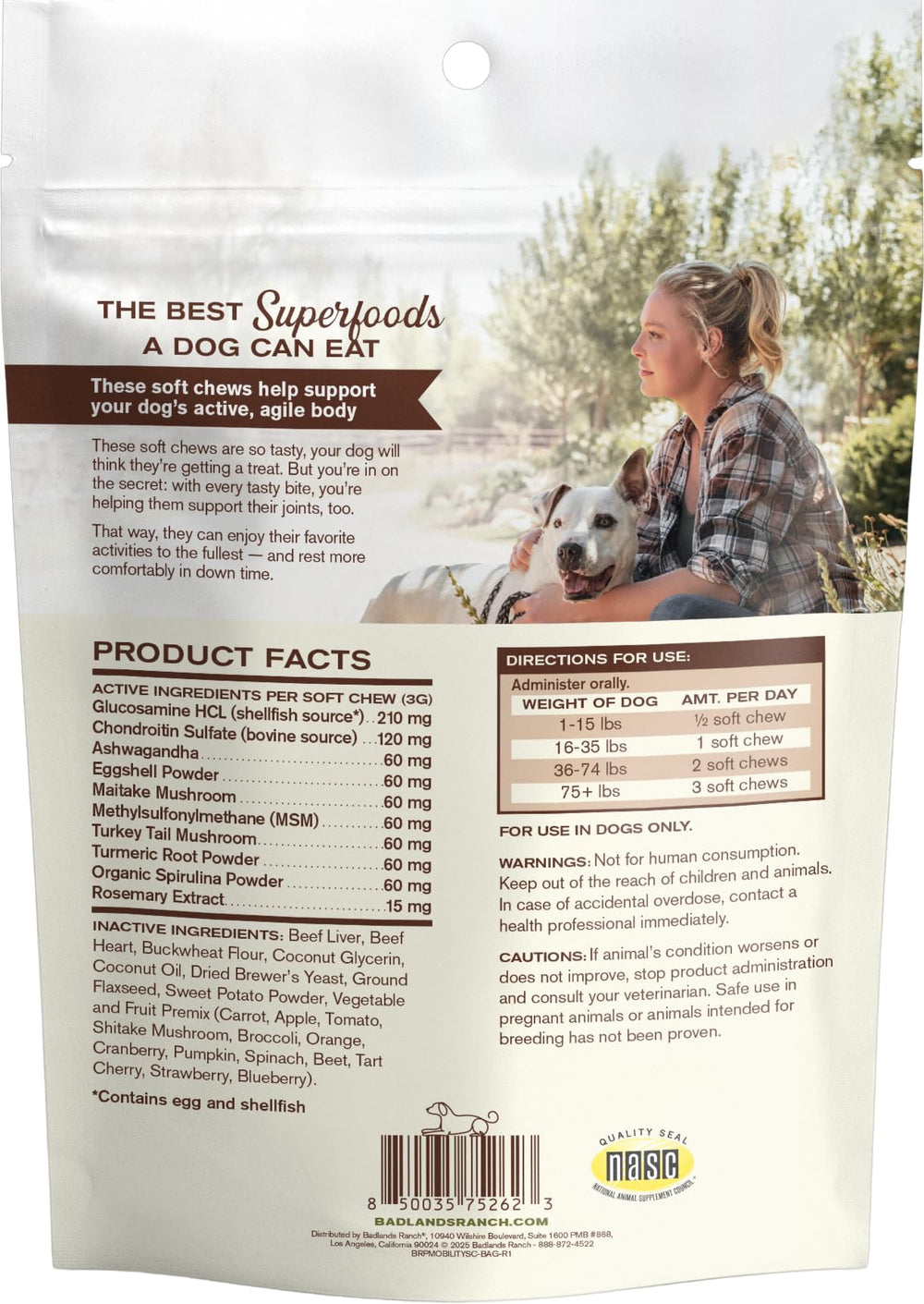 Badlands Ranch Soft Chews used daily during a dog’s walk.