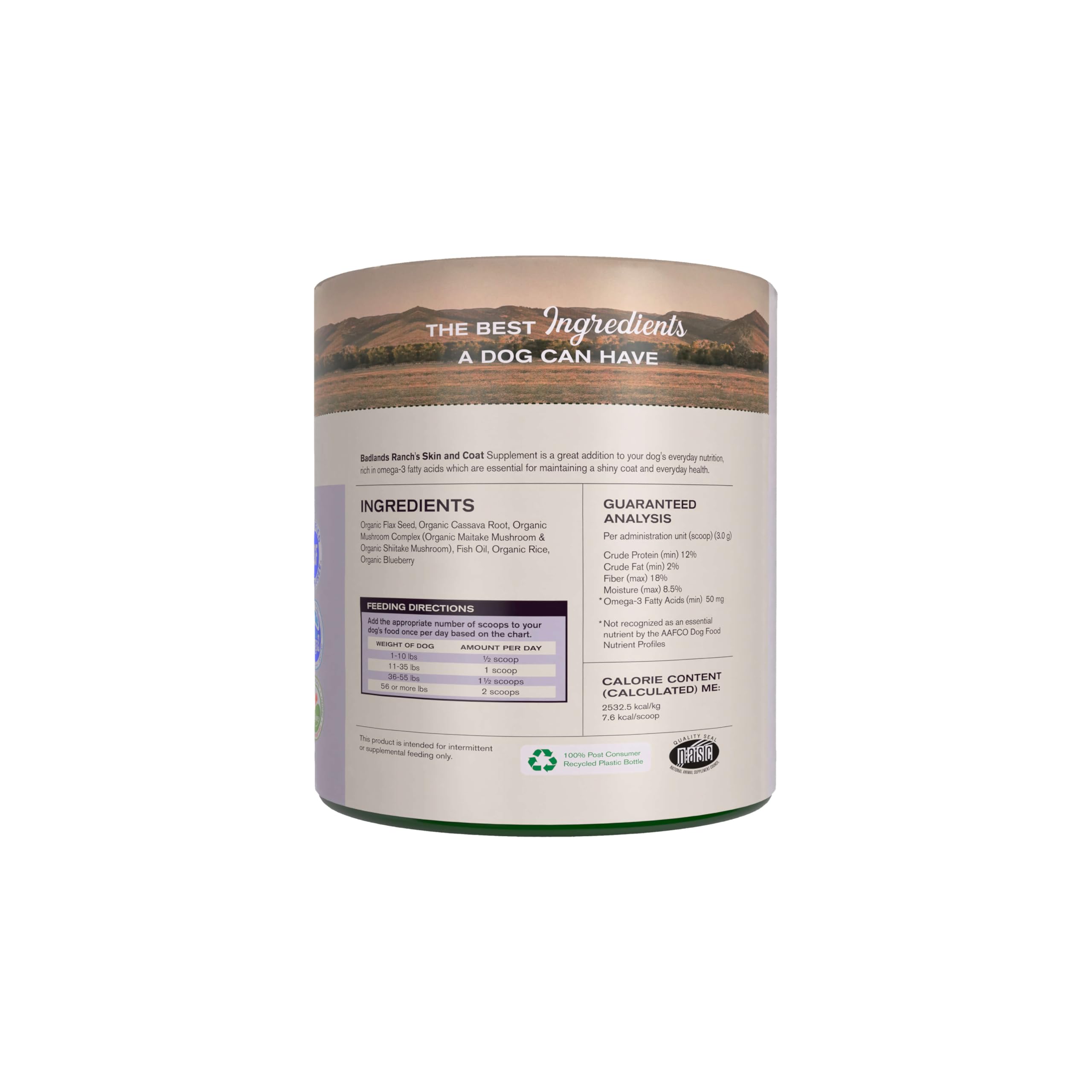 Badlands Ranch Organic Mushroom Complex with shiitake and maitake supports coat and skin.