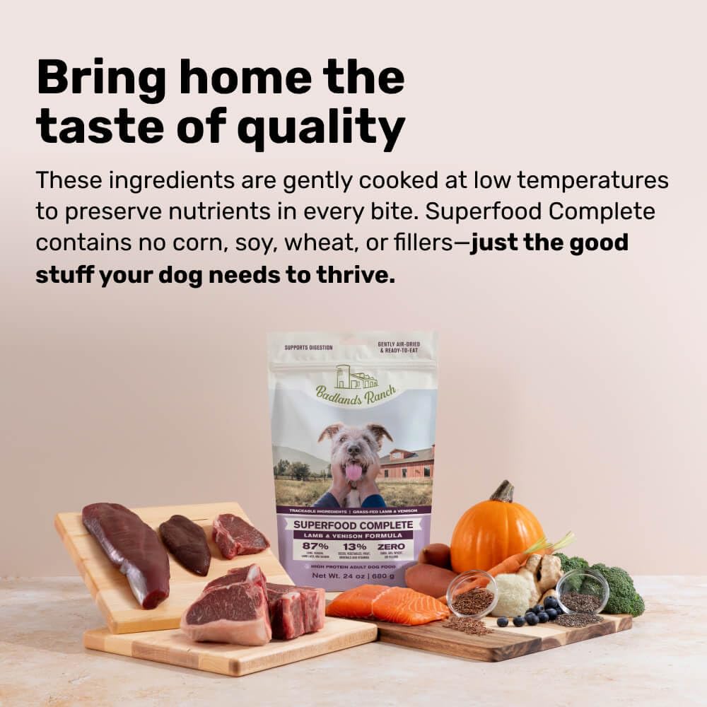 Badlands Ranch vegetables and minerals promote balanced, gut-friendly nutrition.