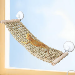 BADWALT FlidRunest seagrass window hammock 21-6x7-8 supports bearded dragons.