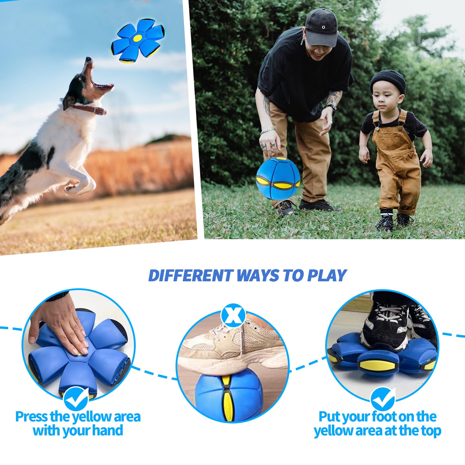 Badwalt Magic Bouncing Ball dog play action highlighting exercise.