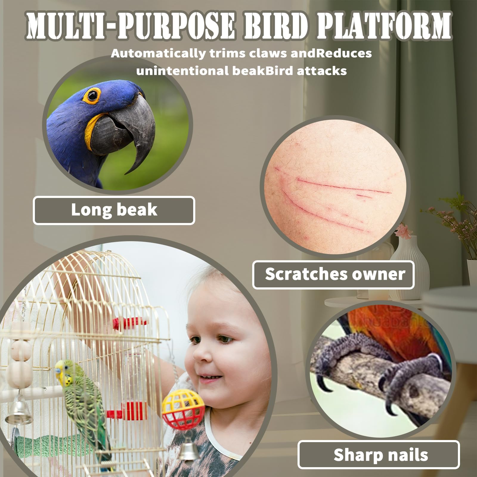 Baeruuss easy-installation hardware included with beak perches