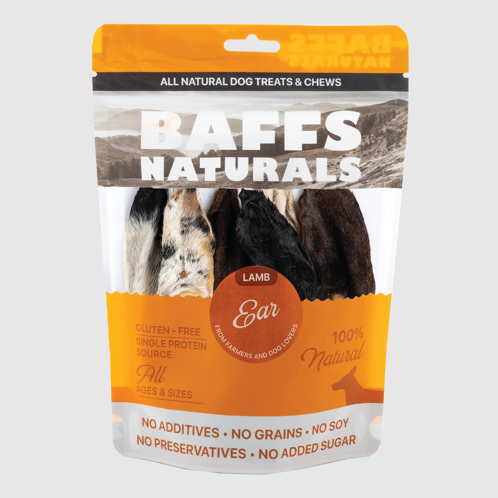 Baffs Naturals Lamb Ears healthy snack option offering durable chewing sessions.