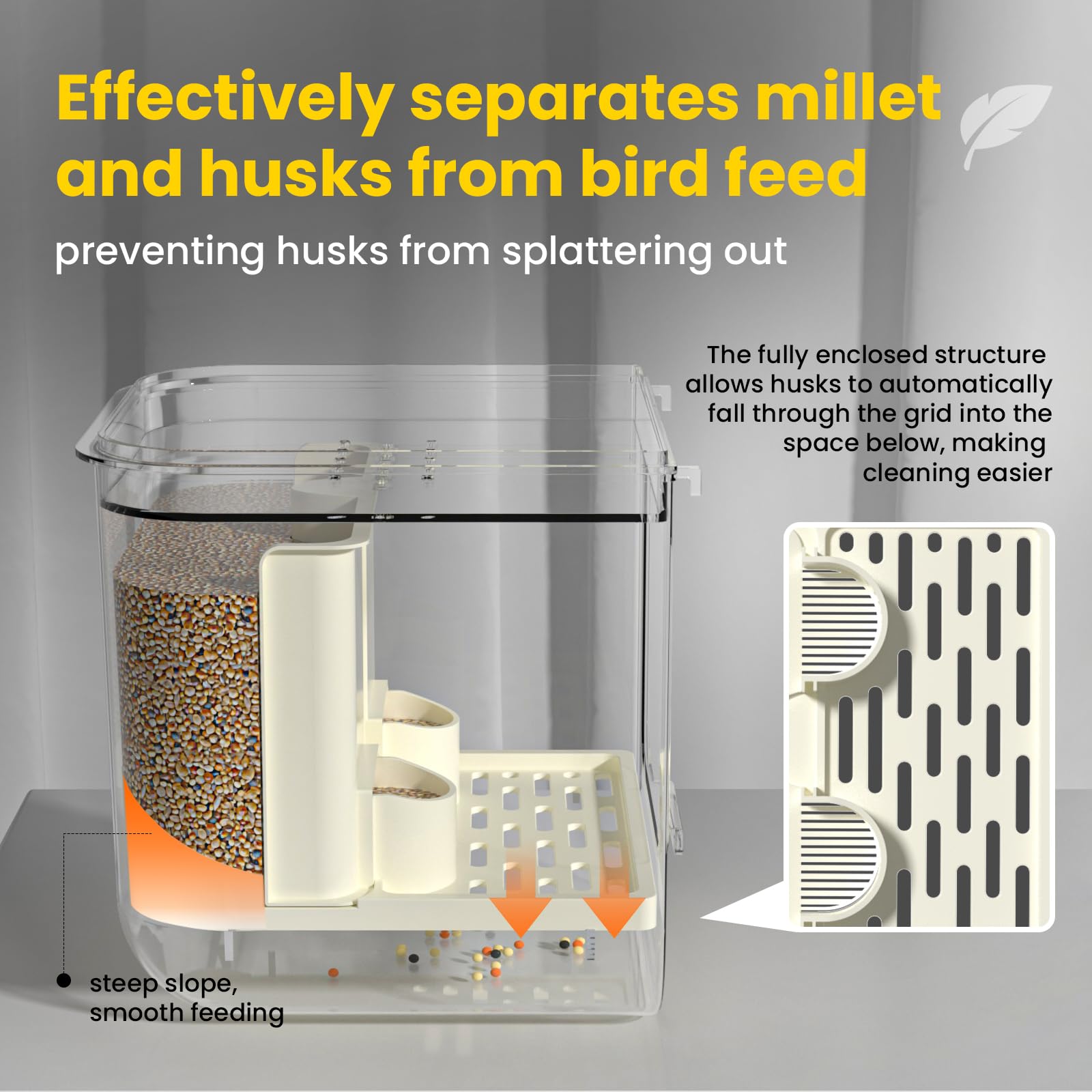 BAGHPBM Transparent seed container showing seed levels at a glance.