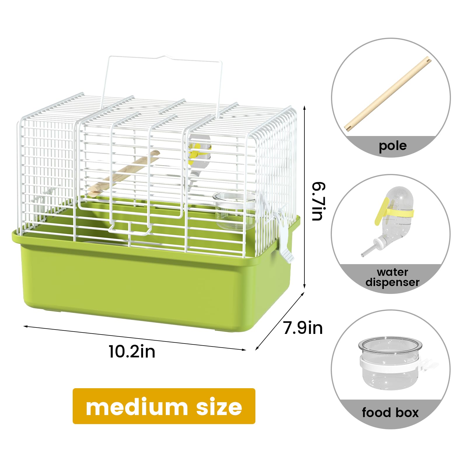 BAGHPBM travel cage in green with a carry handle for safe transport.