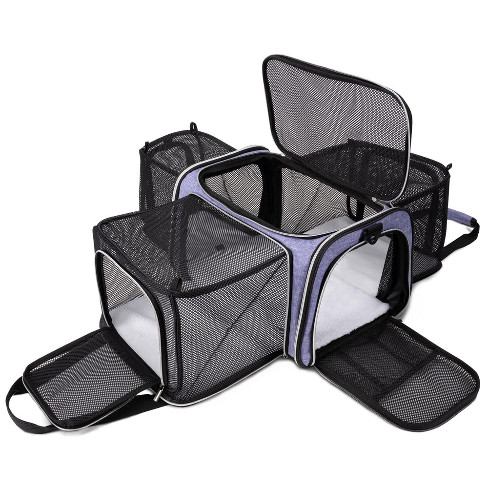 Baglher cat carrier bag with open doors for easy travel access