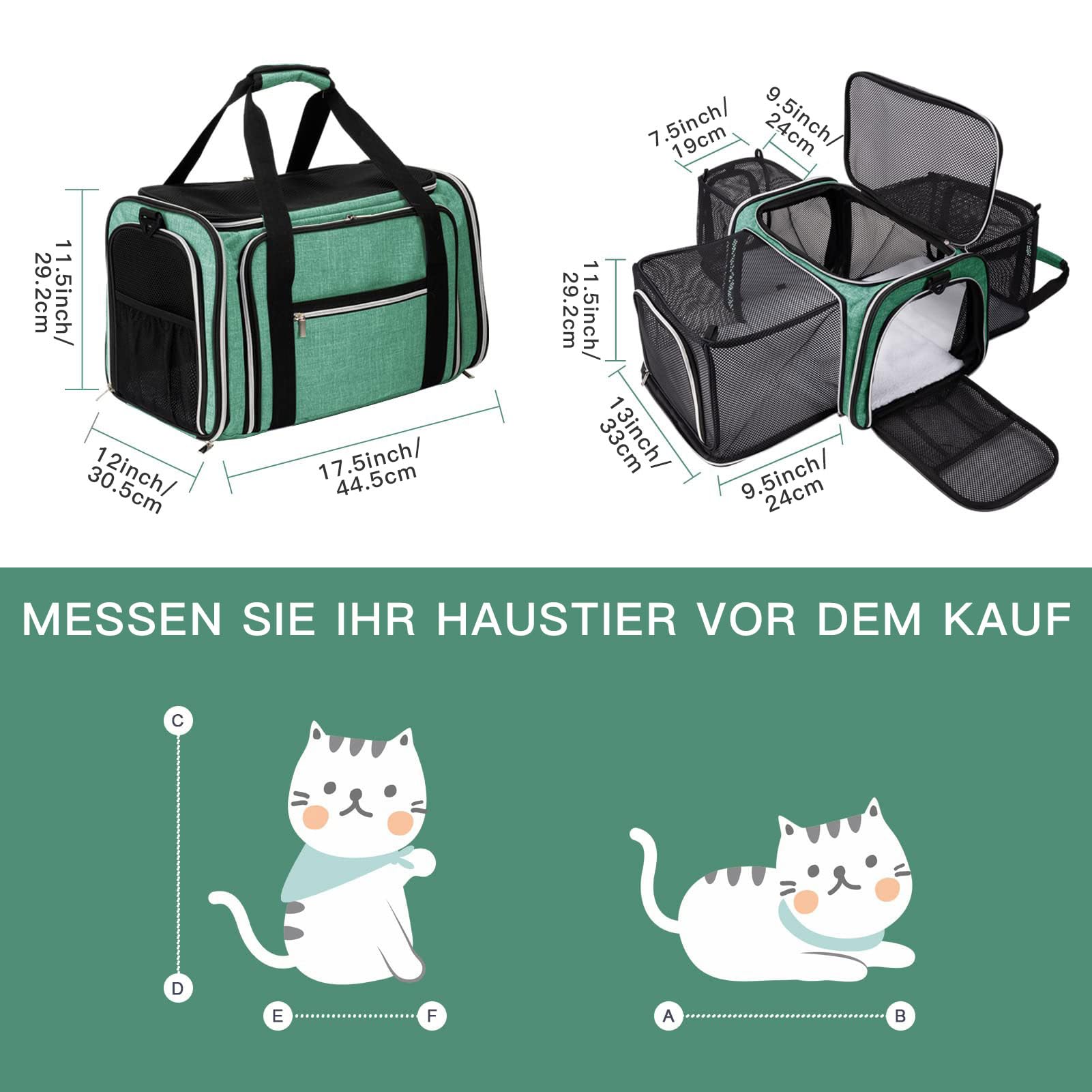 BAGLHER carrier with doors open to reveal extra room for pet movement