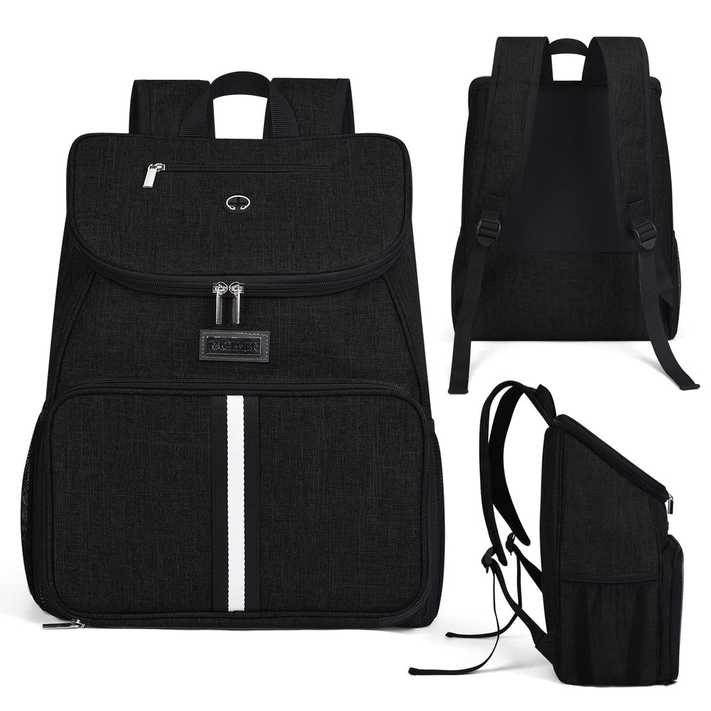 BAGLHER Dog Travel Bag side pocket shows bottle pocket and mesh pouch for accessories.