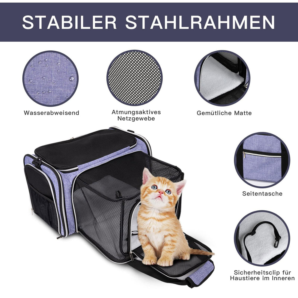 Baglher expandable carrier shows three-side expansion for more space