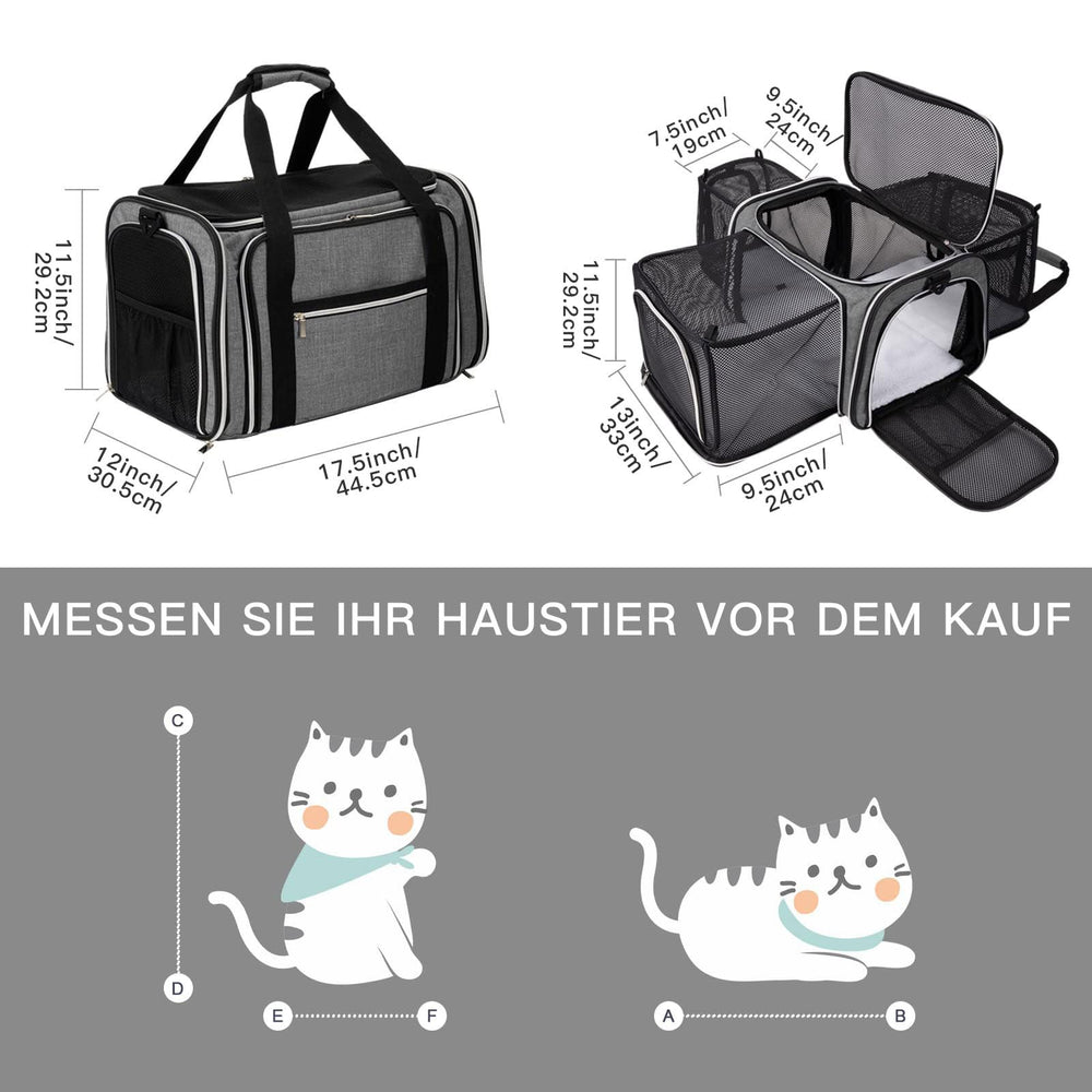 Baglher expandable three-sides cat carrier showing extra room
