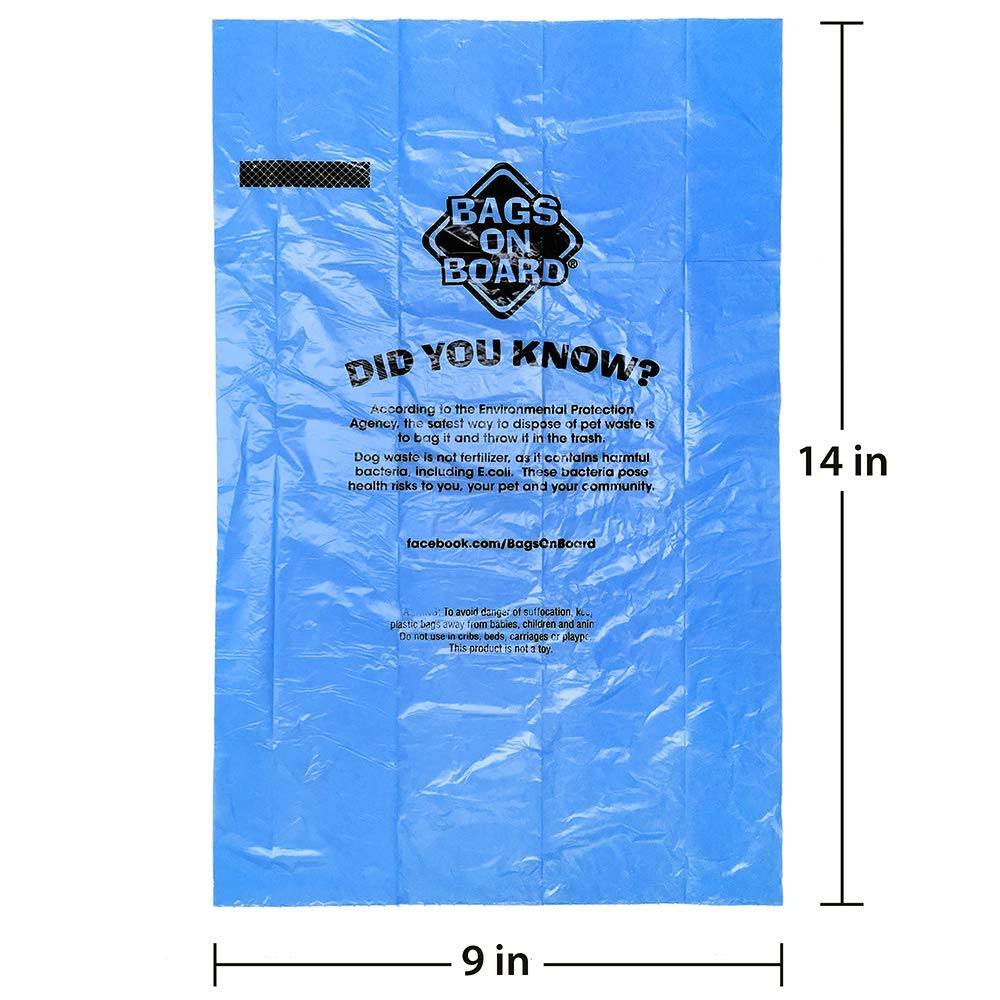 Bags On Board bag in use handling large dog waste outdoors.