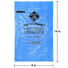 Bags On Board bag in use handling large dog waste outdoors.